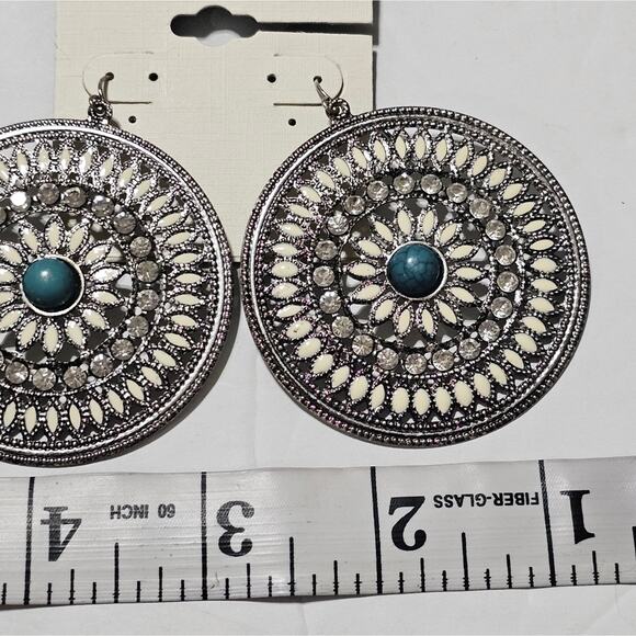 Lucky brand Boho Filigree Disc Large Earrings New! - Picture 5 of 5
